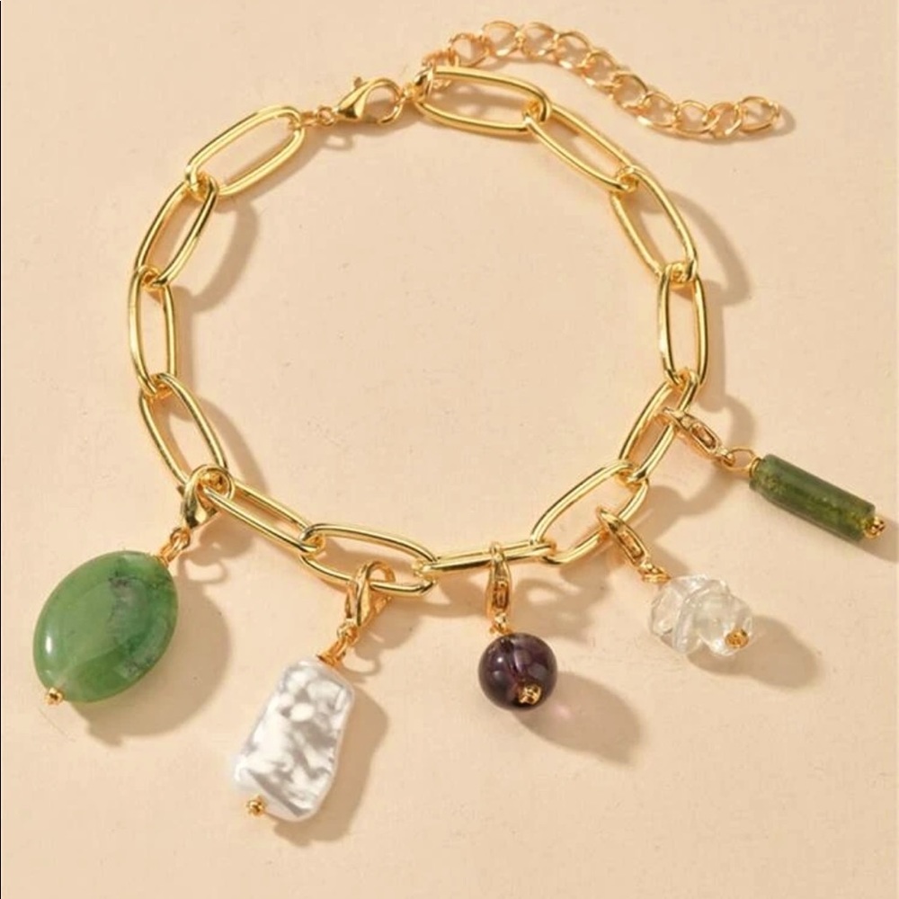 Faux Pearl Charm Bracelet